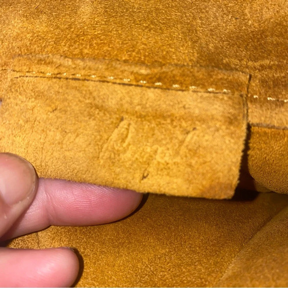 Free people genuine suede leather envelope style bag adjustable strap yellow - Picture 5 of 15